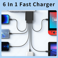 Vente d'usine Chargeur mural GaN 65W 6 ports PD30W Prise US/EU/JP Charge rapide CE UKCA RoHS pour iPhone 17/16/15 Pro