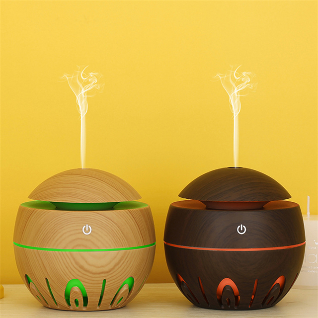 130 мл USB светодиодный мини древесины Humificador ультразвуковой круглый шар деревянный увлажнитель воздуха с распылением ароматерапевтического эфирного масла диффузор для дома