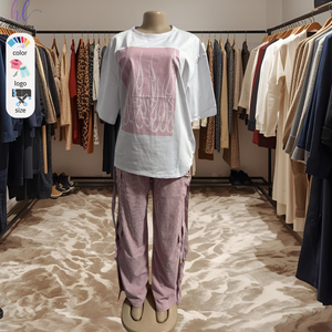 T-shirt Casual da <span class=keywords><strong>donna</strong></span> in 2 pezzi <span class=keywords><strong>e</strong></span> Set di <span class=keywords><strong>pantaloni</strong></span> comodi con <span class=keywords><strong>pantaloni</strong></span> per vestirsi ogni giorno ai clienti all'ingrosso - Product Image 1