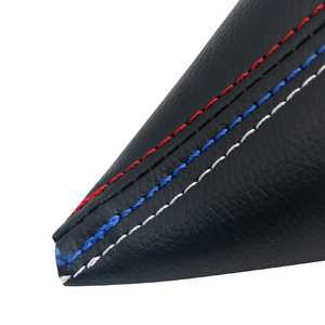 Funda Protectora para Palanca de Cambios para BMW Serie 3, Cuero Negro con Costuras Rojas y Azules, Juego de Fundas para Palanca de Cambios y Freno de Mano - Product Image 2