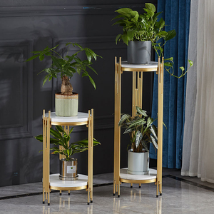 <span class=keywords><strong>Support</strong></span> à fleurs en marbre, échelle à 2 niveaux, étagère intérieure pour mariage, <span class=keywords><strong>support</strong></span> en métal <span class=keywords><strong>haut</strong></span> doré, designs d'affichage, pot de fleurs, <span class=keywords><strong>support</strong></span> à plantes - Product Image 2