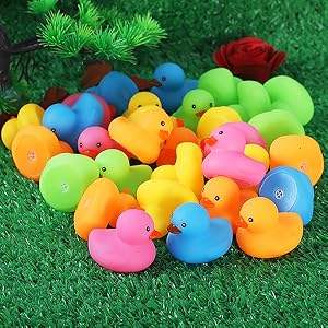 50 mini canards en caoutchouc multicolores en vrac pour le bain, cadeaux de fête prénatale, anniversaire, fêtes en classe, été, plage, piscine - Product Image 4