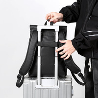 Sac à dos d'affaires unisexe en cuir PU imperméable de couleur unie avec doublure en polyester Sac pour ordinateur portable