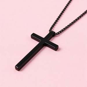 高光沢でおしゃれな金メッキのリンクチェーン、3サイズ3色展開、ステンレス製のキリスト教十字架ペンダントネックレス - Product Image 6