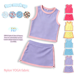 Completo da Tennis Coordinato <span class=keywords><strong>Mamma</strong></span> e Figlia in Nylon Spandex, Top e Gonna-Pantaloncino con Pantaloncini Interni, Abbigliamento Sportivo Traspirante per Bambini per l'Estate - Product Image 6