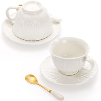 Ensemble de tasses et soucoupes à thé en porcelaine et céramique blanche de luxe, design moderne, écologique, avec logo personnalisé