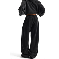 Pantalon de survêtement personnalisé avec logo, en molleton épais, coupe large, long, décontracté, effet vintage délavé