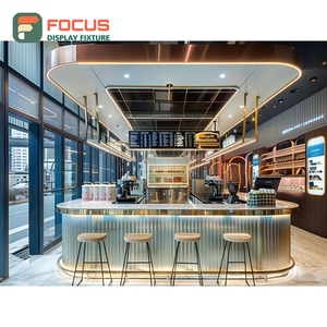 Mostrador de Servicio para Cafetería de Alta Capacidad con Acabado en Madera Mate, Área de Exhibición de Bolsas de Café, Mostrador Comercial para Cafetería - Product Image 5