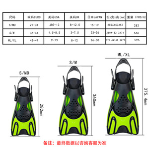 Aletas de Buceo Ajustables de Talón Abierto para Adultos, Aletas de Entrenamiento de Natación, Verde y Negro, Material PPTPR, Tallas S, M, XL - Product Image 1