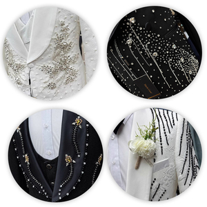 Người Đàn Ông 2 Mảnh Phù Hợp Với Đám Cưới Sang Trọng <span class=keywords><strong>Handmade</strong></span> Đính Cườm Jacquard Mỏng Phù Hợp Với <span class=keywords><strong>Tuxedo</strong></span> Chú Rể Phù Hợp Với Áo Khoác Quần Set Cho Các dịp Trang Phục Chính Thức - Product Image 5