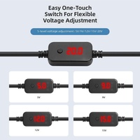 Câble d'alimentation CC élévateur réglable avec affichage numérique Type-C 9V/12V/20V pour routeurs, décodeurs, moniteurs, lampes de bureau