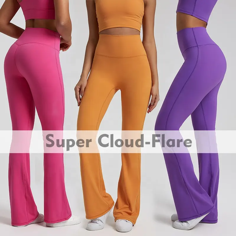 Shinbene Super Cloud 30 "Nylon Hoge Taille Bootcut Yoga 4 Way Stretch Flatterende Fit Flare Legging