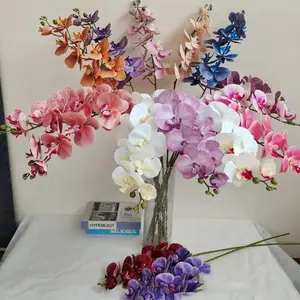 Fabricante de fábrica falsifica mariposa orquídea polilla mariposa orquídea flor artificial 9 cabezas mate polilla orquídea