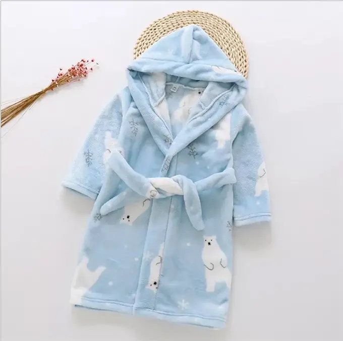 Molleton de Flanelle personnalisé À Capuche Chaud Pour Les Enfants Pyjama peignoir