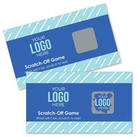 Cartes à gratter en carton gris or mat avec impression couleur intégrale, code unique, découpe personnalisée, remerciements professionnels personnalisables