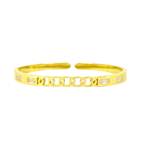 Pulsera de Cristal, Acero Inoxidable 316L, Chapado en Oro PVD, Geométrica Minimalista con Piedras Transparentes, Uso Diario para Mujer, Joyería - Product Image 2