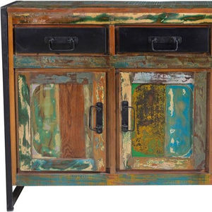 Contemporary Styled Reclaimed Wood <b>Sideboard</b> Modern Luxury Furniture with Iron Storage for Dining Room Living Room - Product Image 5