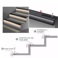 Profilé en aluminium LED, barre antidérapante pour escalier, rétroéclairage, garde-corps d'angle d'escalier, bande lumineuse rigide, intérieur, extérieur, jardin, cinéma, éclairage de marche