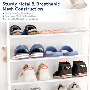 Over The Door <b>Shoe</b> Organizer 12 Tier White Metal Mesh Hanging <b>Shoe</b> Rack For <b>Shoes</b> Behind Doors - Product Image 5