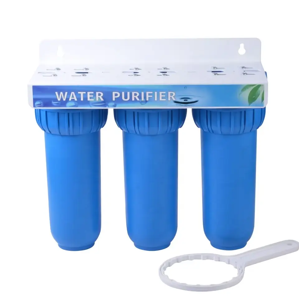 2 /3 étapes filtre à eau boisson pré-système de filtre à eau PP/CTO/GAC 10 pouces grand boîtier de filtre à eau bleu