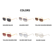 Lunettes de soleil rectangulaires fines en métal doré pour hommes et femmes, monture filaire, branches gravées, protection UV400, idéales pour la conduite quotidienne