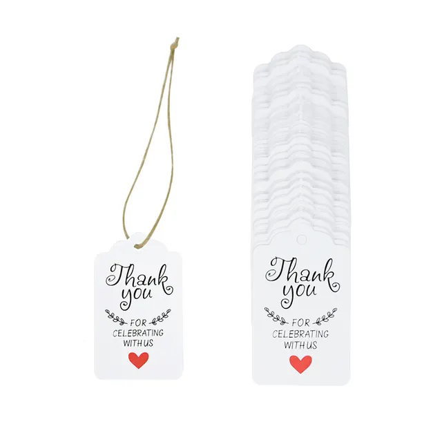 Evento personalizado de artesanato Forma única Pink Heart Paper Hang Display Tags Papéis particulares com corda para roupas