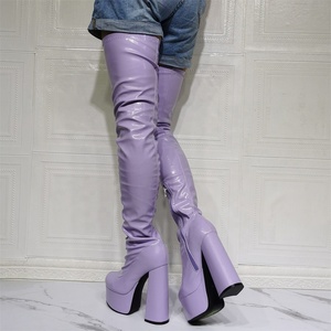 Botas de Plataforma de Tallas Grandes para Mujer, Botas Altas Elásticas hasta el Muslo, Zapatos con Tacones Gruesos, Talla Personalizada, Logotipo - Product Image 3