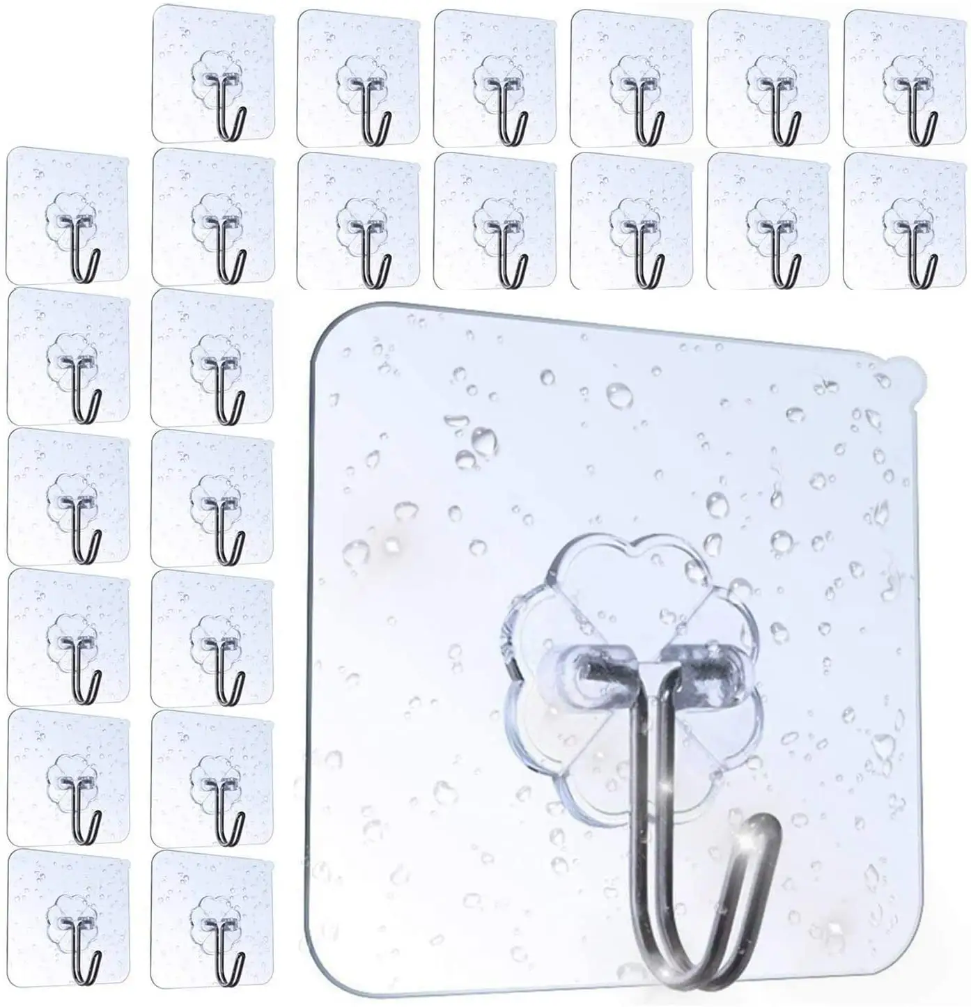 Adhesive Hooks Heavy Duty Wall Hooks 8kg (Max) Self Adhesive Hook 25pcs