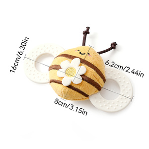 Hochet Miroir Abeille en Peluche avec <span class=keywords><strong>Anneau</strong></span> en Silicone Souple et Poignées, <span class=keywords><strong>Jouet</strong></span> Sensoriel Montessori Sûr pour Bébé (0-24 Mois) - Product Image 5