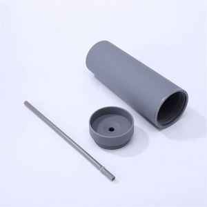 2024 vaso de plástico de alta calidad de 16Oz botella de agua acrílica sin BPA con tapa y pajita pintura mate vaso delgado de doble pared - Product Image 2