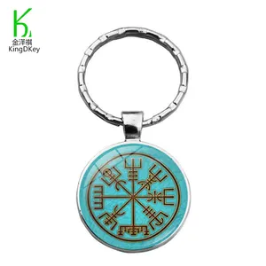 Neuer Wikinger-Kompass-Schlüssel ring Ancient Trinity Nordic Runes Odin Symbol Time Gem Art Pattern Key chain