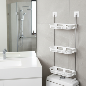 Porte-papier toilette mural en plastique avec étagère de <span class=keywords><strong>rangement</strong></span> élégante à trois niveaux à ventouse <span class=keywords><strong>au</strong></span>-<span class=keywords><strong>dessus</strong></span> <span class=keywords><strong>des</strong></span> <span class=keywords><strong>toilettes</strong></span> - Product Image 1