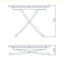 Ensemble de table à manger/basse en bois et en acier de style moderne Mobilier peu encombrant avec fonction de levage Cuisine Petits appartements Maison Bars
