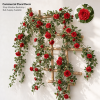 Guirnalda de Rosas Artificiales Long Branch para Decoración de Paredes, Bodas, Fiestas, Sesiones de Fotos de Celebridades y Adornos de Paisajes