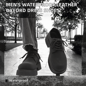 Zapatos de Cuero Casuales con Cordones Estilo Británico para Hombre, con Suela Gruesa, Impermeables, Transpirables, Cómodos y Ligeros para Oficina y Trabajo - Product Image 2