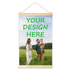 Cintre de cadre d'affiche en bois personnalisé, art mural personnalisable Photos texte Logo toile oeuvre salon chambre suspendu manche en bois - Product Image 1