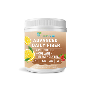HealthFood Advanced Daily Fiber Powder 7.8 OZ Sabor Limonada de Fresa con Probióticos, Colágeno y Electrolitos - Product Image 1