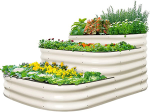 Galvanized Multi-Tiered Raised Garden Bed Kit Factory Price for Home Outdoor Vegetable Planting with <b>Rubber</b> <b>Strip</b> Edging - Product Image 5