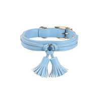 Collier pour chien en PU léger et lisse, avec joli double pompon décoratif, boucle dorée réglable, anneau en D, anti-frottement, doux, vente en gros