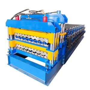 Machine de formage à rouleaux trapézoïdale à double et triple couche <span class=keywords><strong>pour</strong></span> <span class=keywords><strong>tuiles</strong></span> de <span class=keywords><strong>toiture</strong></span> avec moteur 380V, épaisseur 0,3-0,8 mm - Product Image 4