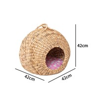 Lit pour chat en paille tressée respirant pour l'été, nid pour animaux de compagnie toutes saisons, détachable, lavable, semi-fermé, pour l'intérieur/l'extérieur