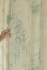 Rideaux en voile de polyester de style chinois épais, à <span class=keywords><strong>motif</strong></span> numérique en <span class=keywords><strong>bambou</strong></span>, à ondulations en S, transparents - Product Image 3