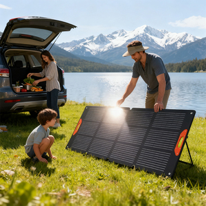 Panneau Solaire Pliable Monocristallin Portable 220W Noir à Prix Direct Usine, Efficacité 22%, Idéal pour Camping Extérieur et Urgences, Livraison Gratuite - Product Image 1