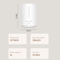 Humidificateur ultrasonique électrique intelligent 4L en plastique, contrôlé par application, diffuseur d'arômes, aromathérapie, pour usage domestique et hôtelier, avec humidistat rapide
