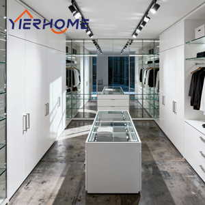 Armoire Walk-In Blanche en Contreplaqué + Portes en <span class=keywords><strong>PVC</strong></span> + Espace de Suspension Ouvert et Miroir de Dressing – Vente Directe Usine - Product Image 4