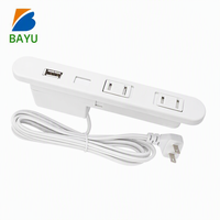 Furnitur PSE Desktop tersembunyi Strip daya Jepang dengan sertifikasi PSE 2 Outlet AC meja ekstensi mebel Soket Daya