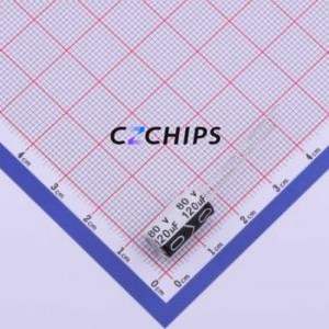 Condensateur électrolytique en aluminium à montage traversant (THT), D8xL16mm 120uF 20% 80V 240mA-100kHz - Product Image 1