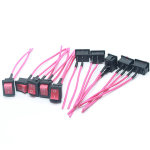 Rocker <b>Switch</b> With Wire <b>Pink</b> Color On Off Universal Car Air Horn <b>Switch</b> Button Solder Termination IP65 - Product Image 1