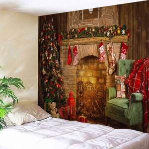 <span class=keywords><strong>Tapiz</strong></span> Navideño Personalizado de PVC <span class=keywords><strong>para</strong></span> el Hogar, Árbol de Navidad, Chimenea de Ladrillos, Calcetines Navideños, Tapices Decorativos <span class=keywords><strong>para</strong></span> la Sala de Estar - Product Image 3