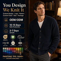 Cardigan en tricot épais à col en V pour homme, avec boutons et poches, manches longues, style décontracté, fabrication OEM ODM